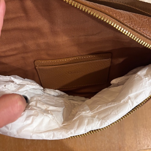 Quince Italian Pebbled Leather Sling Bag in Cognac - Picture 4 of 14